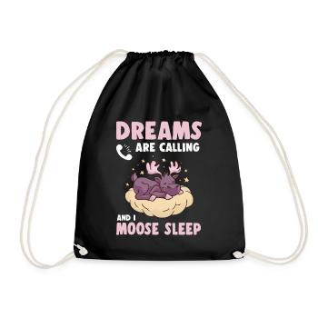 Dreams Are Calling Youth Cute Moose - Drawstring Bag - black - Front