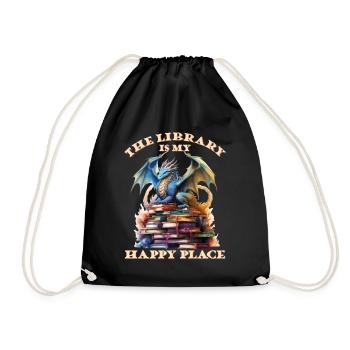 La bibliothèque est mon lieu de bonheur, dragons - Sac de sport léger - noir - Devant