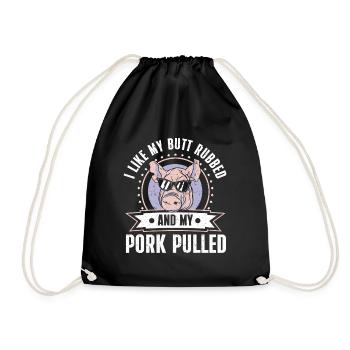 BBQ Pulled Pork Schwein Grill - Drawstring Bag - black - Front