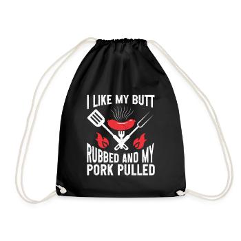 BBQ Pulled Pork Schwein Grill - Drawstring Bag - black - Front