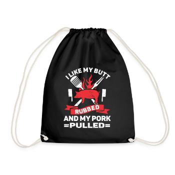 BBQ Pulled Pork Schwein Grill - Drawstring Bag - black - Front