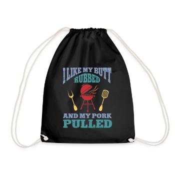 BBQ Pulled Pork Schwein Grill - Drawstring Bag - black - Front
