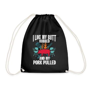 BBQ Pulled Pork Schwein Grill - Drawstring Bag - black - Front