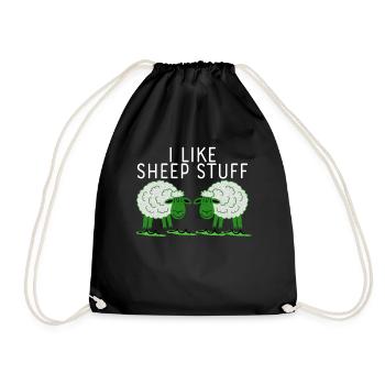 Sheep Joke Cheap Stuff - Drawstring Bag - black - Front