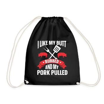BBQ Pulled Pork Schwein Grill - Drawstring Bag - black - Front