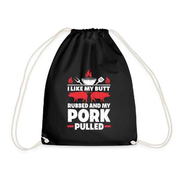 BBQ Pulled Pork Schwein Grill - Drawstring Bag - black - Front