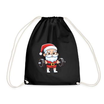 Père Noël haltères gym Noël - Sac de sport léger - noir - Devant