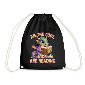Alle Coolen Kids Lesen Drachen - Turnbeutel - Schwarz - Vorne