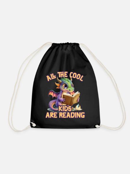 Alle Coolen Kids Lesen Drachen - Turnbeutel - Schwarz