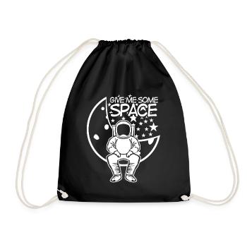 Astronaut on Moon in Space with Stars - Drawstring Bag - black - Front