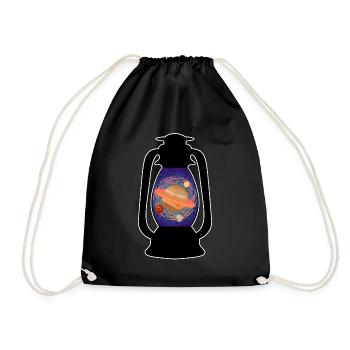 Planets and Space in Camping Light - Drawstring Bag - black - Front