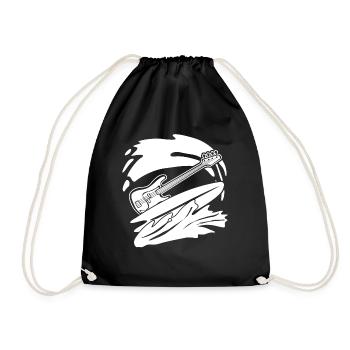 Surfing Bass Guitar with Surfboard - Drawstring Bag - black - Front