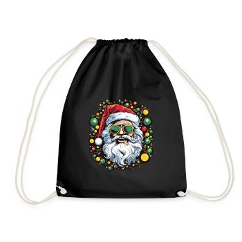 Santa Claus Colorful Santa Christmas - Drawstring Bag - black - Front