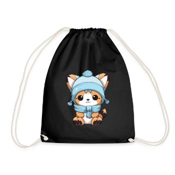 Fuchs Winter Comic - Turnbeutel - Schwarz - Vorne