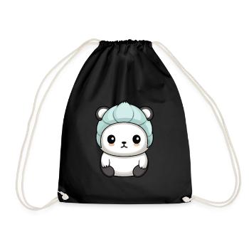 Polar Bear Winter Polar Bear Animal Comic - Drawstring Bag - black - Front