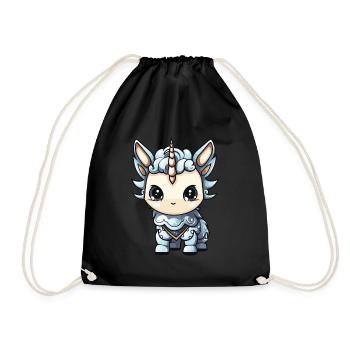 Unicorn Winter Animal Cute Comic - Drawstring Bag - black - Front