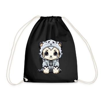 Snow Leopard Winter Leopard Animal - Drawstring Bag - black - Front