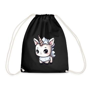 Unicorn Winter Animal Cute Comic - Drawstring Bag - black - Front