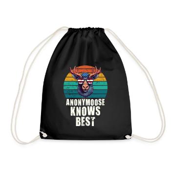 Anonymousoose Knows Best Cool Moose - Drawstring Bag - black - Front