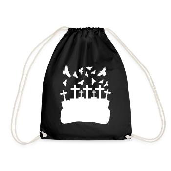 Raven Crow Grave Yard Cemetery Crows - Drawstring Bag - black - Front
