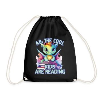 Alle Coolen Kids Lesen Drachen - Turnbeutel - Schwarz - Vorne