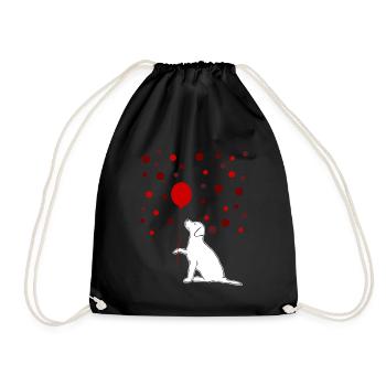 Labrador Retriever with red Balloon - Drawstring Bag - black - Front