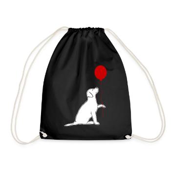 Labrador Retriever with Balloon - Drawstring Bag - black - Front