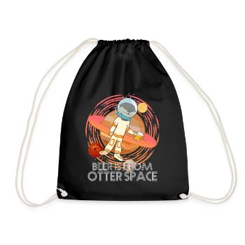 Otter in Space with Beer - Turnbeutel - Schwarz - Vorne