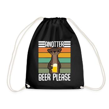 Otter With Retro Beer - Turnbeutel - Schwarz - Vorne