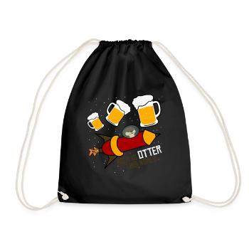 Otters in Space with Beer - Turnbeutel - Schwarz - Vorne