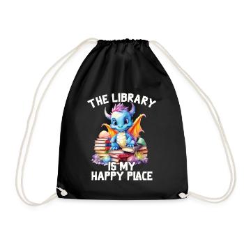 La bibliothèque est mon lieu de bonheur, dragon - Sac de sport léger - noir - Devant
