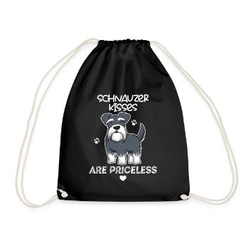 Schnauzer kisses are priceless master mistress - Drawstring Bag - black - Front