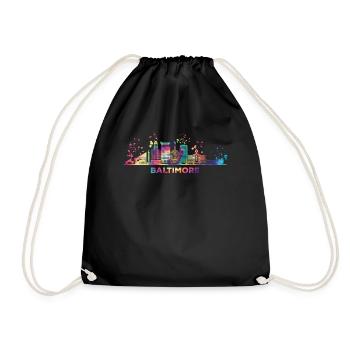 Baltimorean Watercolor Skyline Baltimore - Drawstring Bag - black - Front