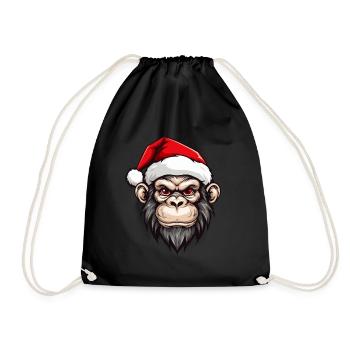 Monkey Head Christmas Xmas - Drawstring Bag - black - Front