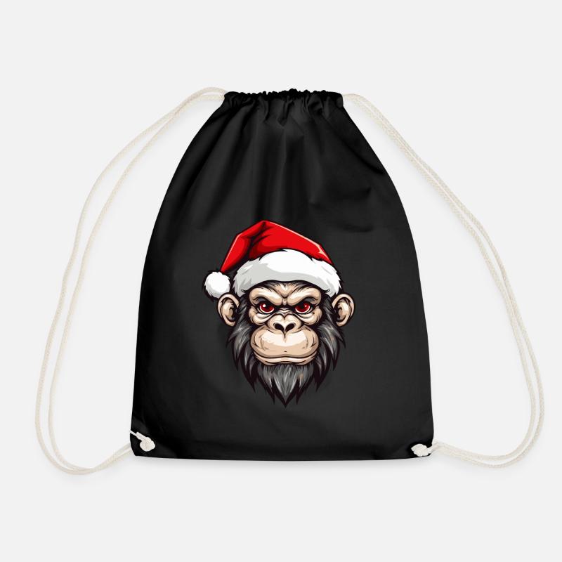 Affe Kopf Weihnachten Xmas - Turnbeutel - Schwarz
