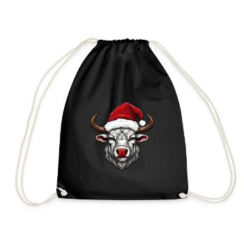 Bull Head Christmas Xmas - Drawstring Bag - black - Front