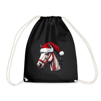 Noël tête de cheval Noël - Sac de sport léger - noir - Devant