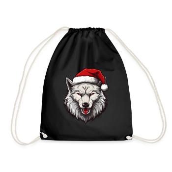 Noël tête de loup Noël - Sac de sport léger - noir - Devant