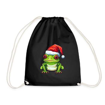 Tête de grenouille Noël crapaud Noël - Sac de sport léger - noir - Devant