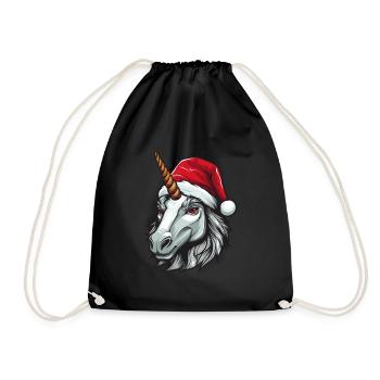 Unicorn Head Christmas Xmas - Drawstring Bag - black - Front