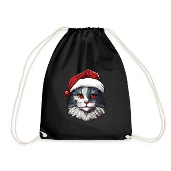 Noël tête de chat Noël - Sac de sport léger - noir - Devant