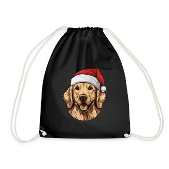 Golden Retriever Dog Head Christmas Xmas - Drawstring Bag - black - Front