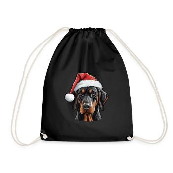 Doberman Dog Head Christmas Xmas - Drawstring Bag - black - Front