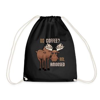 No Coffee Not Amoosed Moose - Drawstring Bag - black - Front