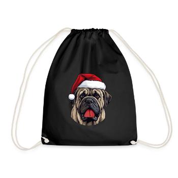 Mastiff Dog Head Christmas Xmas - Drawstring Bag - black - Front