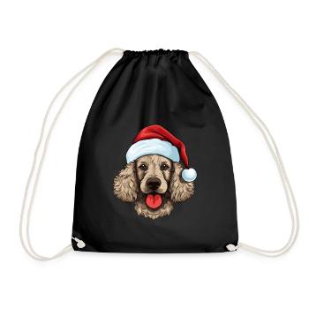Pudel Hund Kopf Weihnachten Xmas - Turnbeutel - Schwarz - Vorne