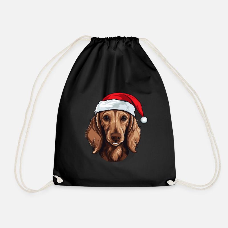 Dachshund Hund Dackel Kopf Weihnachten - Turnbeutel - Schwarz