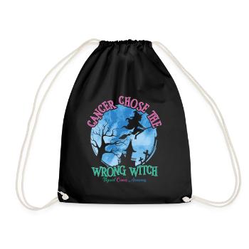 Cancer Chose The Wrong Witch Thyroid Cancer - Drawstring Bag - black - Front