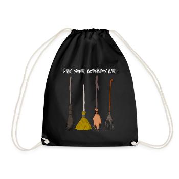 Witch's Broom Halloween Witch Witchcraft - Drawstring Bag - black - Front