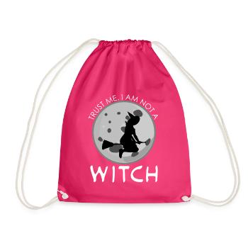 Witch Joke Witchcraft Witch's Broom - Drawstring Bag - fuchsia - Front